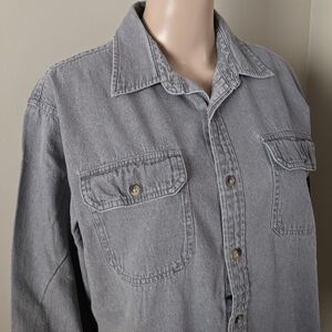 Wrangler workwear grey button down shirt, men's large